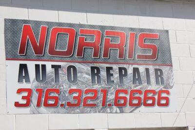 Norris Auto Repair info sign 316-321-6666